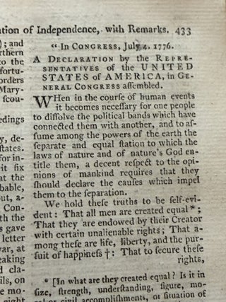 A SCARCE 1776 MAGAZINE PRINTING OF THE DECLARATION